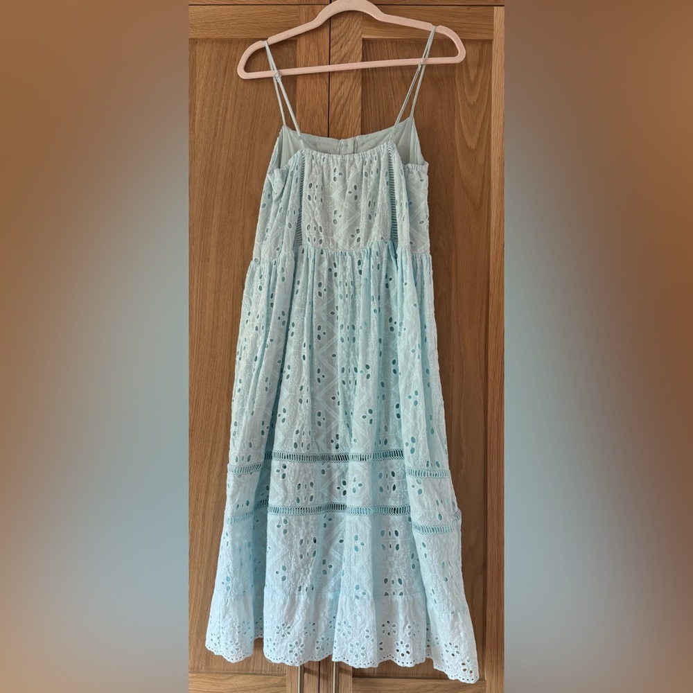 POL Light Blue Eyelet Midi Dress with Spaghetti Straps - Picture 2 of 3